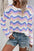 Contrast Wave Stripe Long Sleeve Sweater