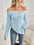 Ribbed Asymmetrical Hem Off-Shoulder Long Sleeve T-Shirt