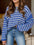 Plus Size Striped Round Neck Dropped Shoulder Sweater