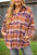 Plus Size Plaid Collared Neck Long Sleeve Jacket