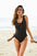 Wide Strap Lace-Up One-Piece Swimsuit