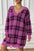 Plaid V-Neck Long Sleeve Sweater Dress