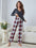 Plaid Lounge Set with Buttoned Long Sleeve Top and Pants