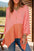 Contrast V-Neck Batwing Sleeve Blouse