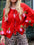 Tied Cherry Round Neck Long Sleeve Cardigan