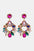 Zinc Alloy Frame Glass Stone Dangle Earrings