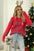Christmas Tree Round Neck Ribbed Trim Sweater