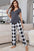 Plaid Lounge Set with Curved Hem Top & Pants