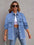 Pocketed Collared Neck Long Sleeve Denim Shirt