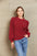 Heathered Lantern Sleeve Rib-Knit Sweater