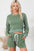 Cozy Lounge Set: Round Neck Long Sleeve Top and Drawstring Shorts