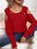 Button Cold-Shoulder Sweater