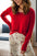 Round Neck Long Sleeve Top and Printed Pants Lounge Set