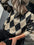 Argyle Eyelash Lace Trim Sweater