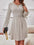 Smocked Round Neck Long Sleeve Knee Length Dress