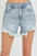 RISEN High Rise Side Step Hem Denim Shorts