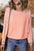 Waffle-Knit Round Neck Long Sleeve Top