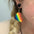 Leather Colorful Striped Heart Earrings