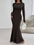 Backless Round Neck Long Sleeve Maxi Dress