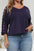 Plus Size Cutout Three-Quarter Sleeve Blouse